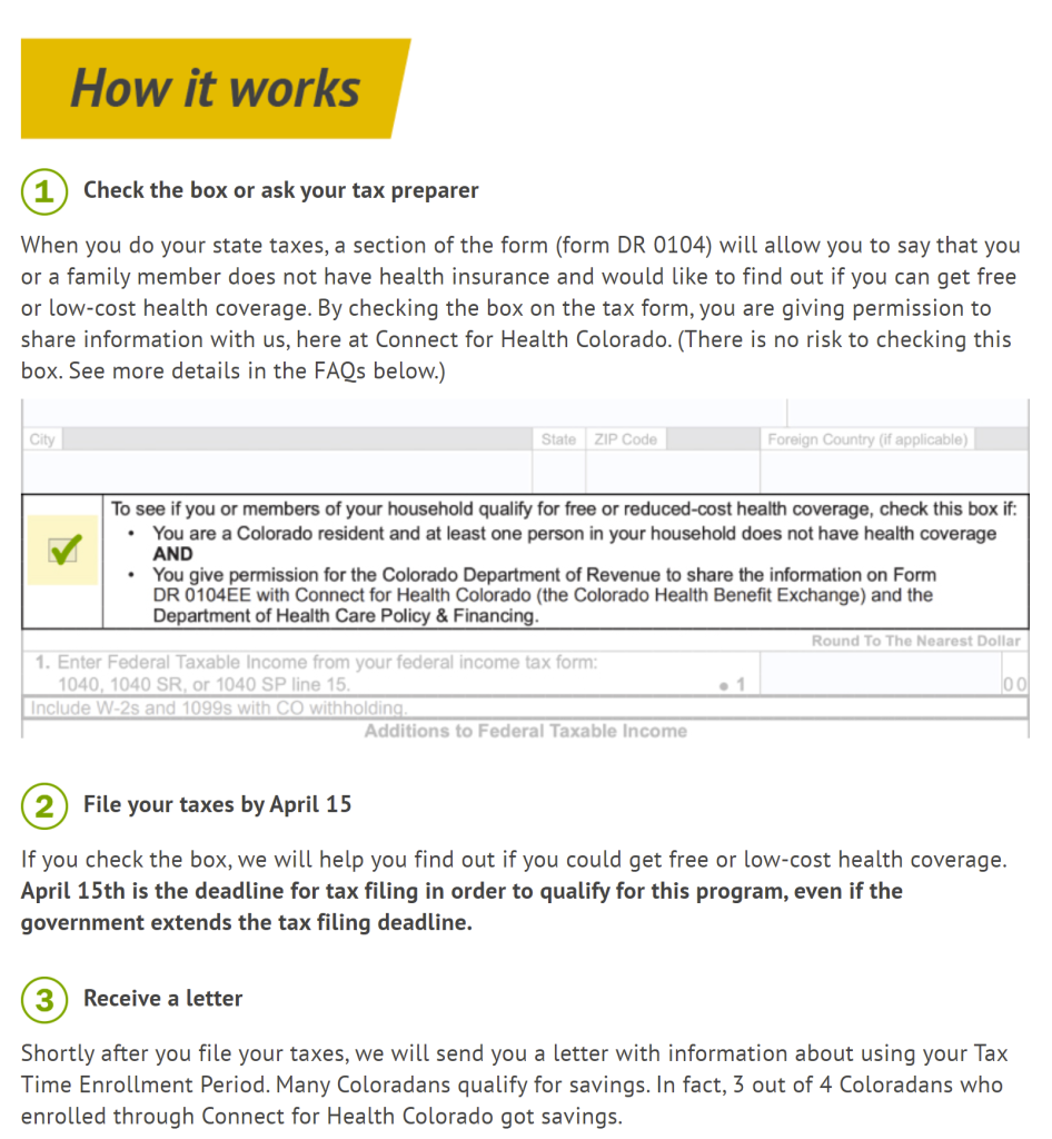 2022 Tax Time Enrollment Colorado